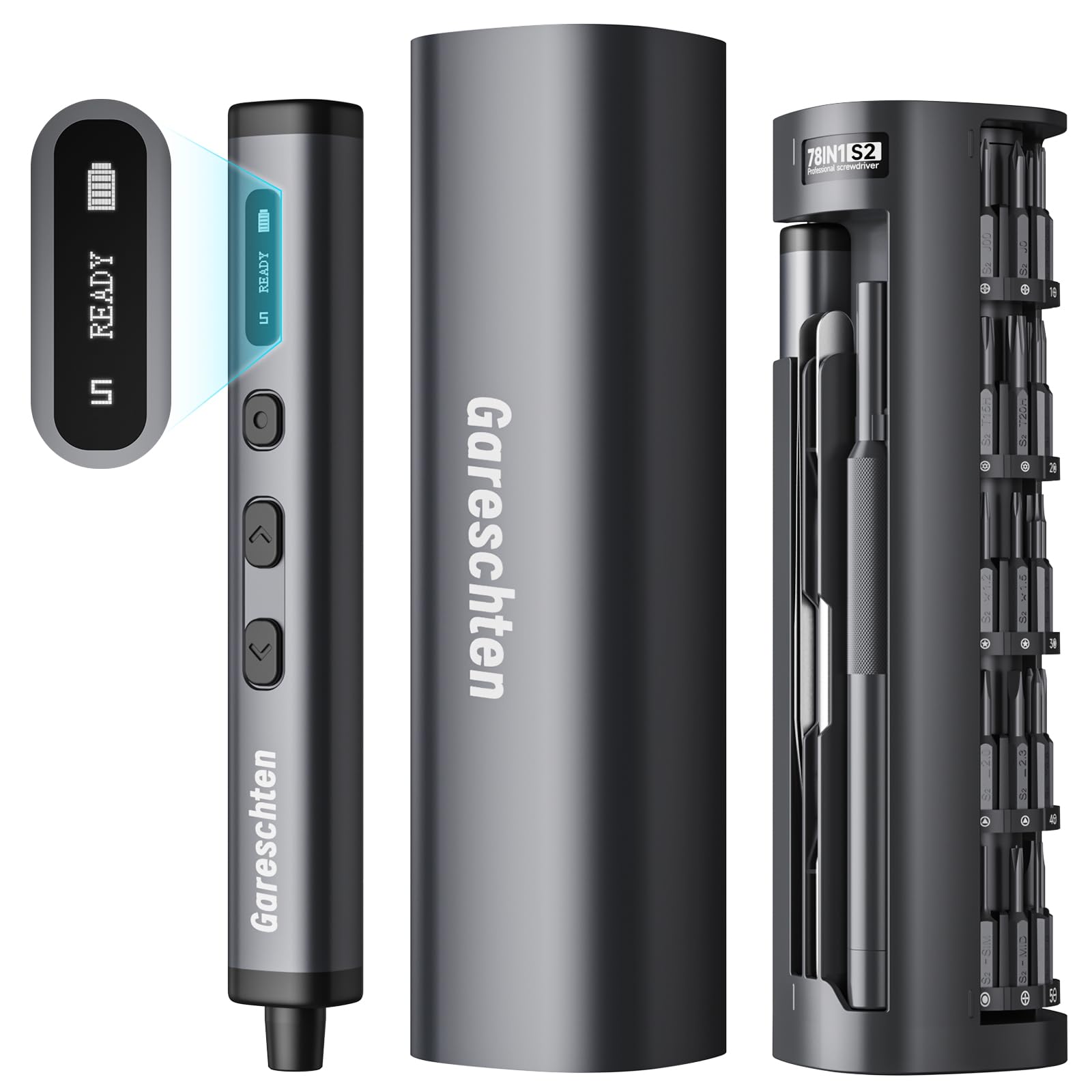 78-in-1 Mini Electric Screwdriver Set with 5 Precision Torque Settings, Magnetic Storage, LED Light & USB-C Charging, Cordless Screwdriver Set for Phone Camera Laptop Watchs Drone