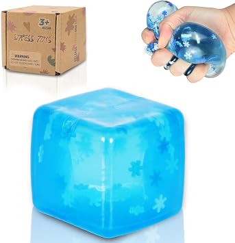 snowflake Soft Cube Squeeze Toy   small and Medium Ice Cube Stress Relief Toys, Sensory Stress Relief Toys, Soft Stress Relief Cubes for Kids and Adults   Durable Design Medium blue