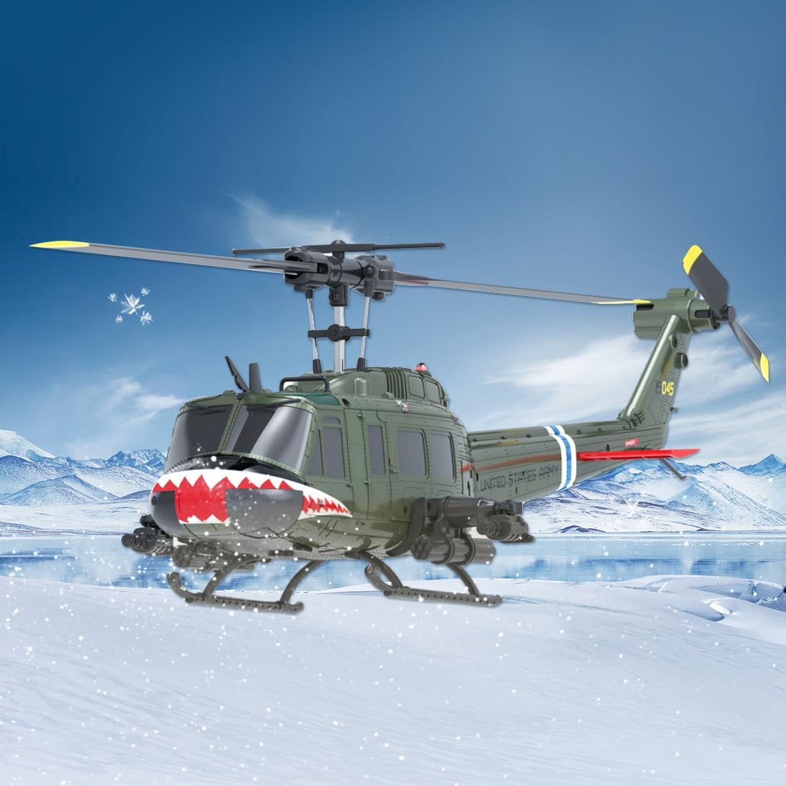 RC ERA C032 UH-1 Huey RC Helicopters for Adults Beginners, 1/48 Scale 6CH 2.4G 6-Axis Gyro Remote Control Stabilized Aircraft with 3D Rolling & Altitude Hold (RTF / 3 Battery)