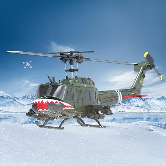 UH-1 Huey Remote Control Helicopters RC Aircraft for Adults, RC ERA C032 1/48 Scale 6CH 2.4G Gyro Stabilized Aircraft with Fly Upside Down 3D Rolling -RTF / 2 Battery