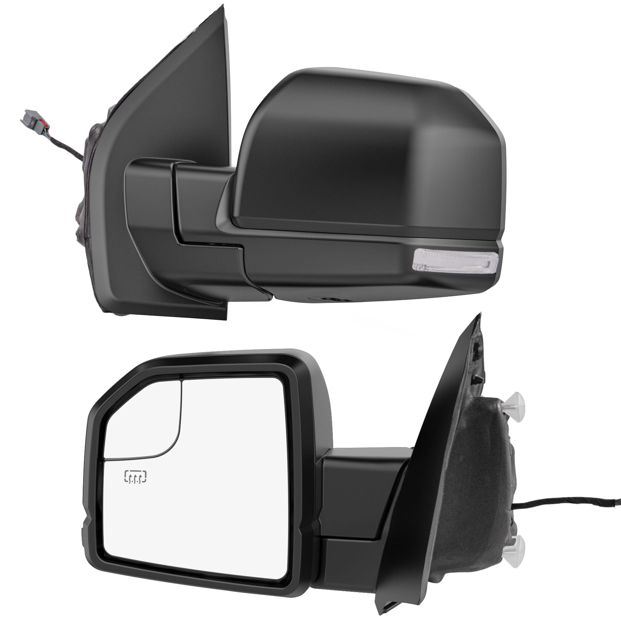 Power Heated Tow Mirrors Compatible with 2015 2016 2017 2018 2019 2020 Ford F150, Trailer Towing Side Mirrors w/LED Turn Signal & Ambient Temp Sensor(for 2019+)