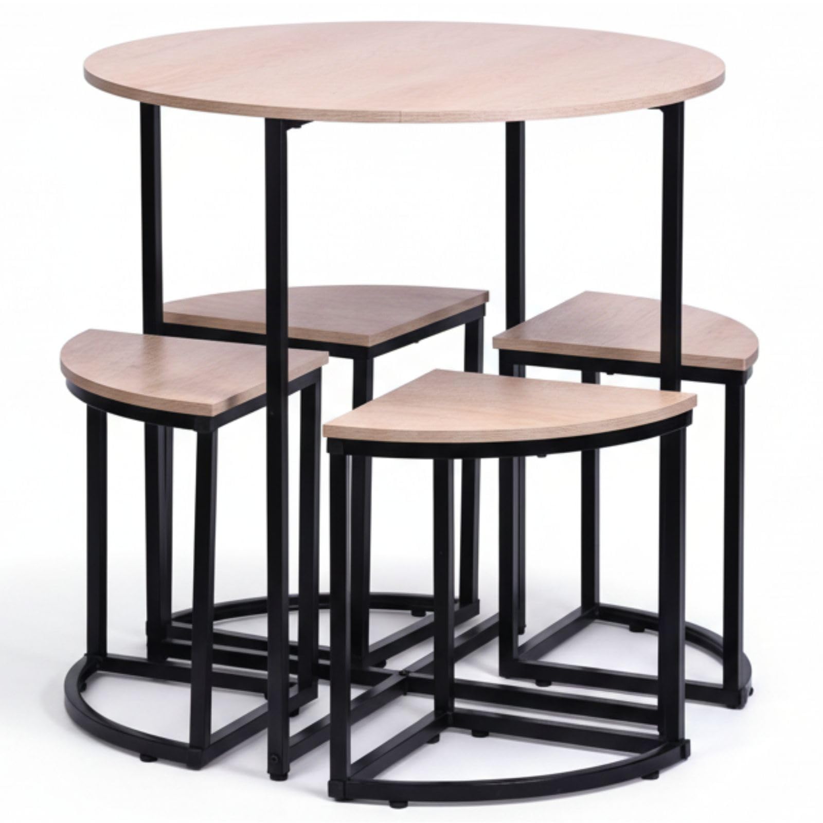 Mesa Cocina con Sillas - Conjunto Mesa y Sillas Cocina - Mesa Redonda de 80 cm de diámetro - 4 Taburetes de Cocina.