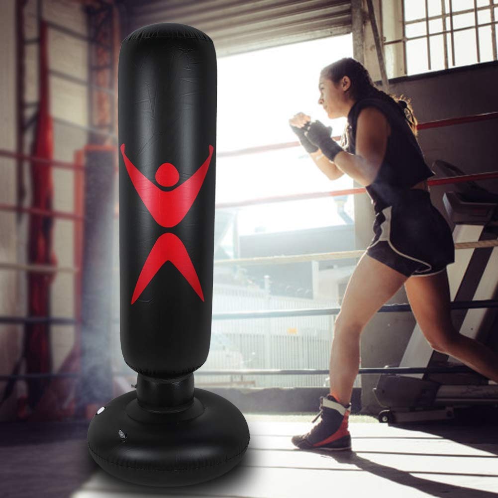 Sac de Frappe Gonflable Debout, Colonne de Frappe pour Enfants et Adultes à partir de 6 Ans, pour Karaté, Taekwondo, MMA