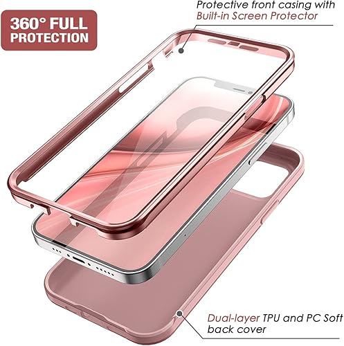Miniatura 9 de SURITCH Funda compatible con iPhone 12 Mini 2020, protector de pantalla integrado, protección de cuerpo completo, a prueba de golpes, resistente,