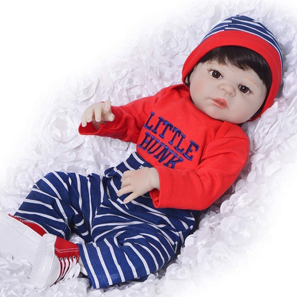 Reborn Baby Dolls, Christmas lifelike doll silicone realistic baby dolls  with red Goy for children