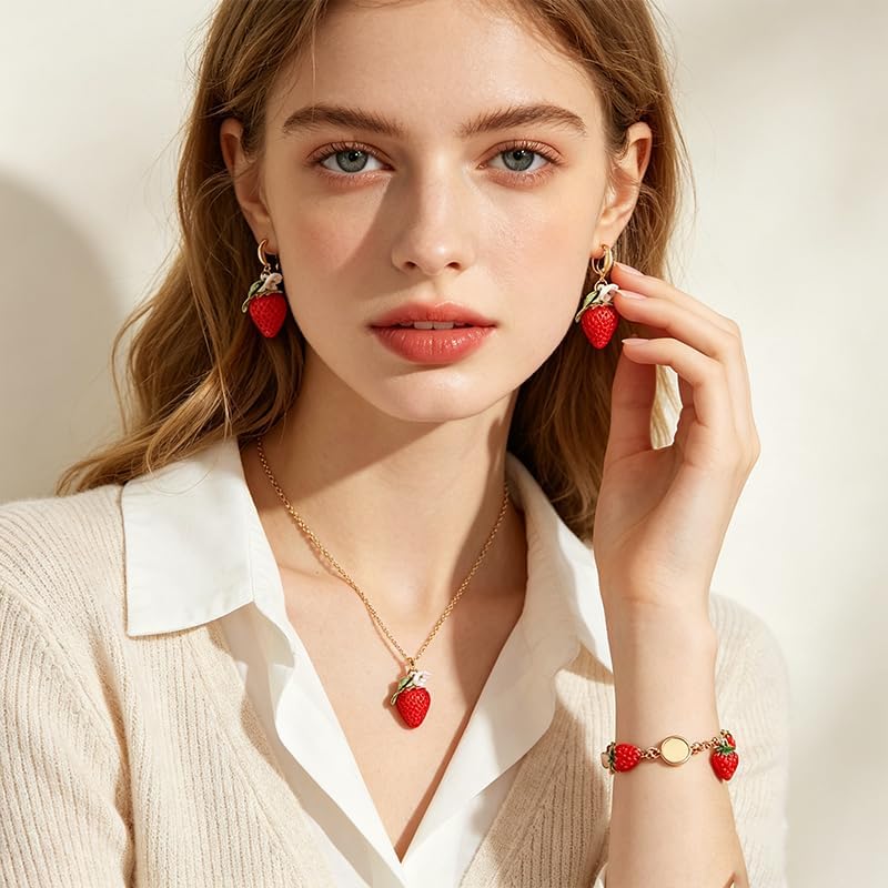 WCRAZYE Strawberry Jewelry Set for Women image 5