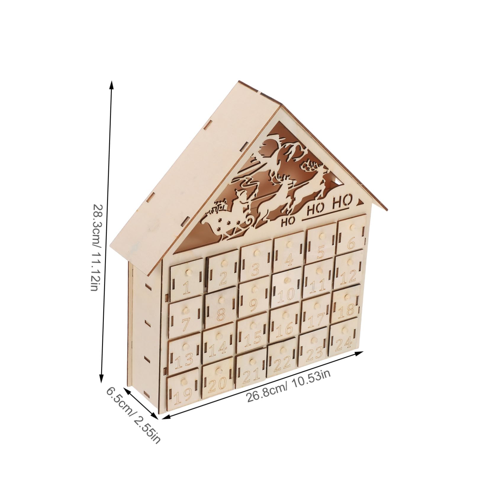 Calendario de Adviento de Madera Días Iluminado con LED Casa Navideña Rústica Reutilizable para Decoración de Mesa Navidad Calendario de Regresiva Navideña para Familia
