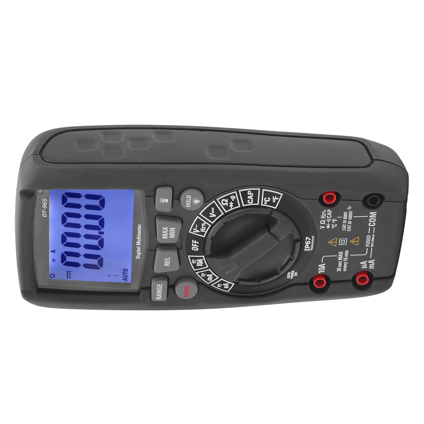 Wakects Multímetro Digital, ABS 6000 Cuentas AC DC Multímetro con Carcasa IP67, Voltaje Resistencia Corriente Capacitancia Frecuencia Probador de Temperatura para Electricistas Hogar Bricolaje