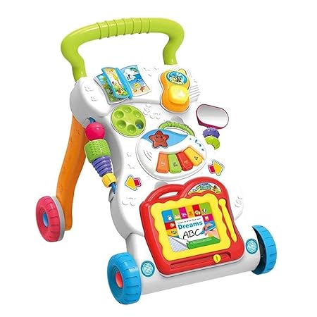 Sakar Baby Walker with Wheels Music Baby First Walkers Cars Newborn Baby Walk Learning Cart 4 Wheels with Drawing Board Plastic Multi-Function (Pack of 1).)