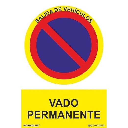 Señal Vado Permanente Normaluz RD41948 de Aluminio 0,5 mm 30x40 cm con CTE y RIPCI