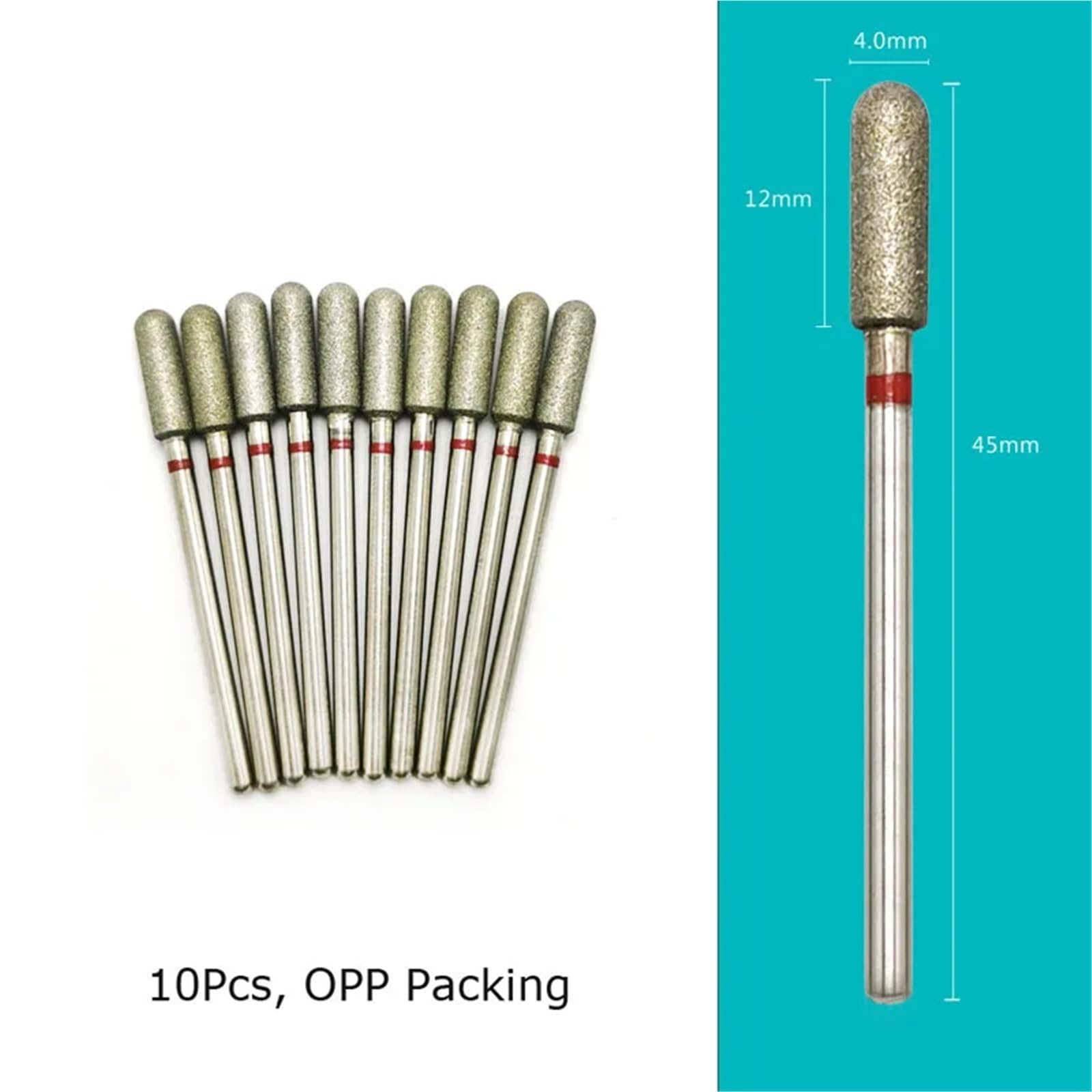 Punte for trapano for unghie, frese diamantate for manicure, fresa for cuticole, 10 pezzi(C0412D-F(D))