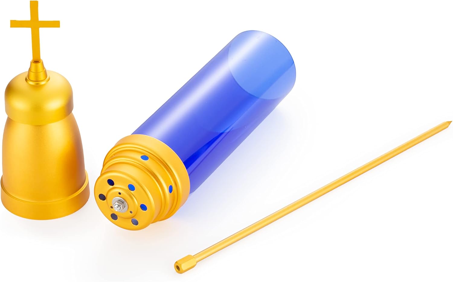 Cemetery Light Candle Holder, Memorial Candle, Grave Vigil Light Holder,Anodized Aluminum Eternal Light Dome Memorial Light Grav Lamp, Gold Blue - Image 3