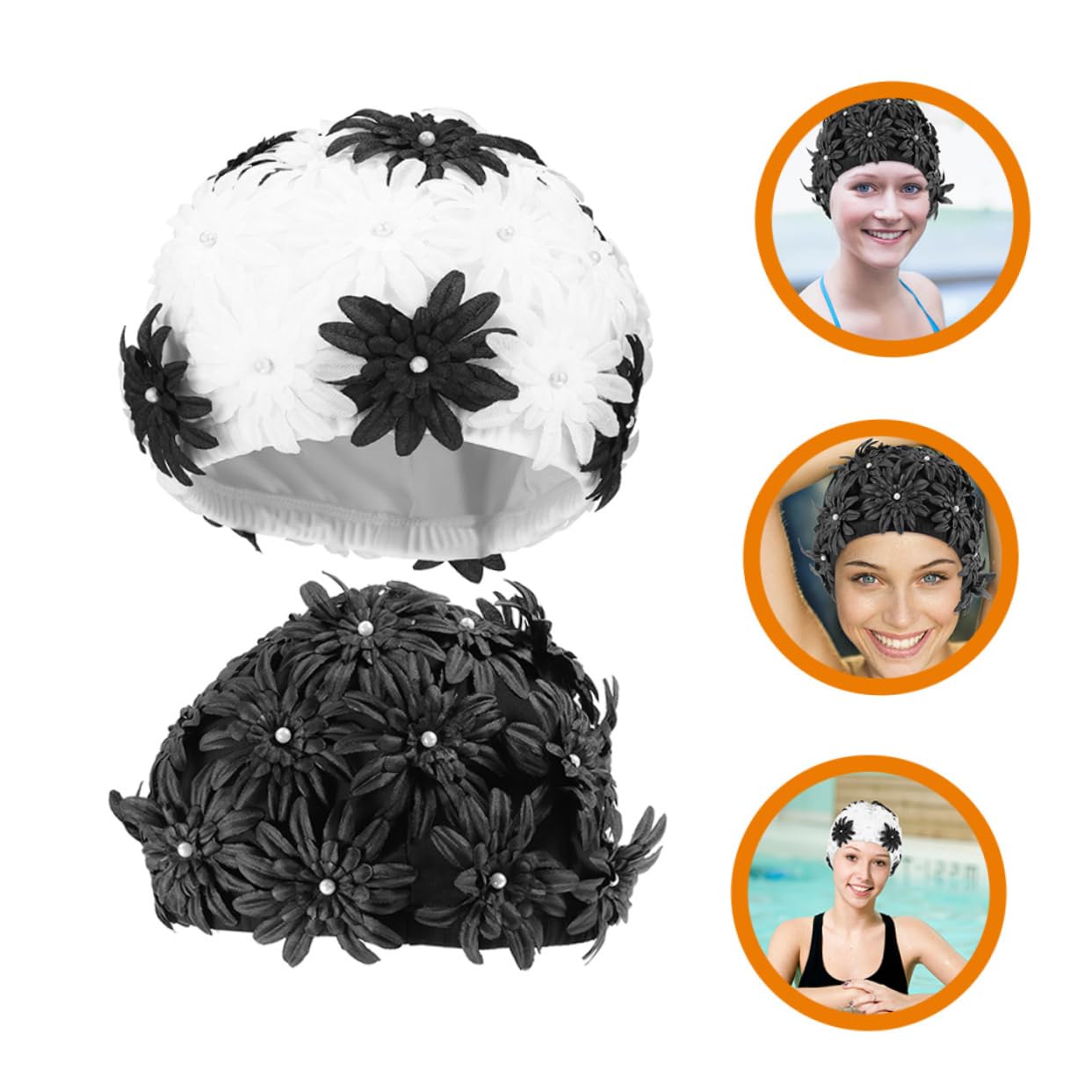 LIOOBO Tapa De Natación De Flores Impermeable Piscina Floral Gorra De Natación para Mujer Adulto Proteccion Tela Gorras para Mujer Gorras De Natación para Nadar Brocado