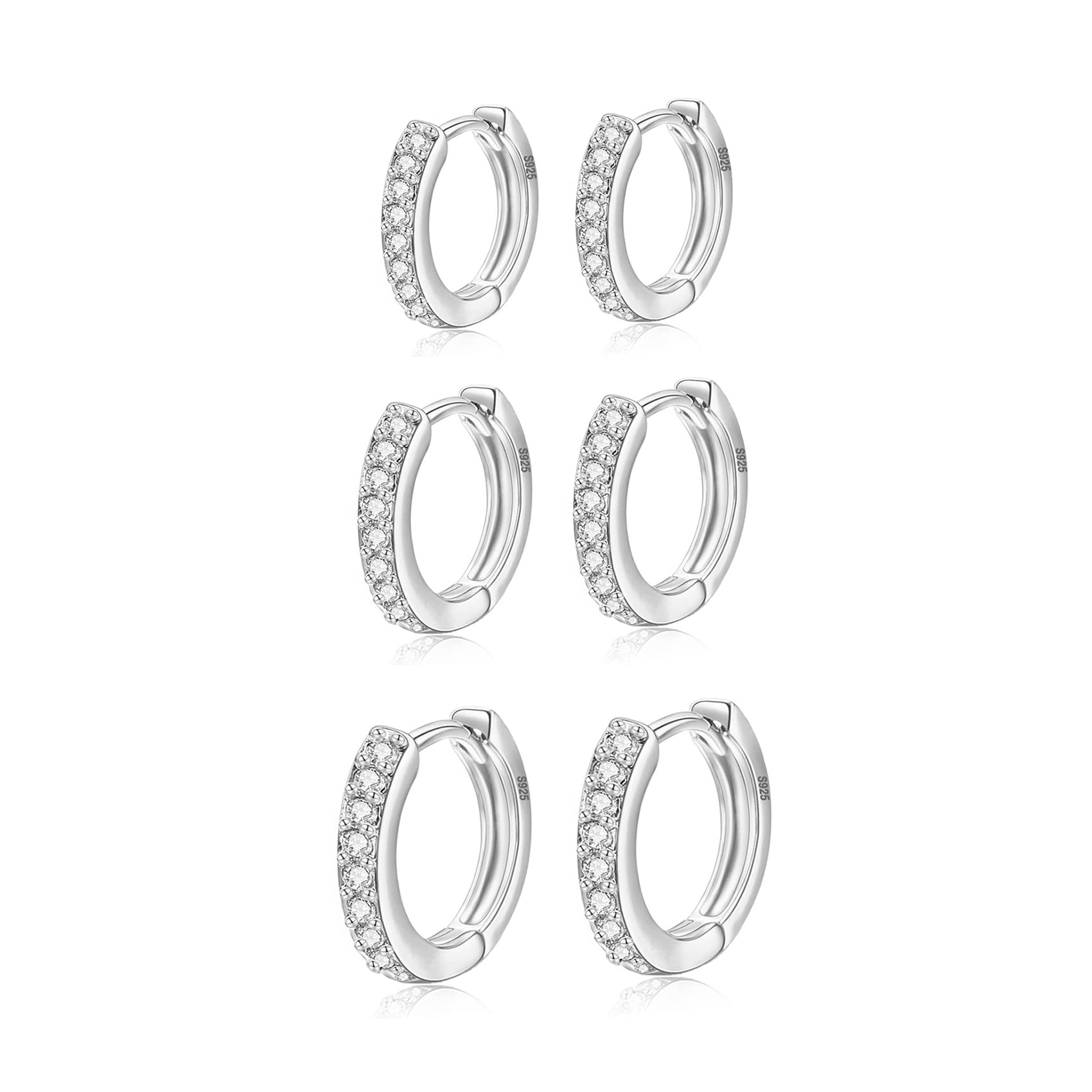 MOROTOLE 6 pares de pendientes de aro chapados en oro de 14 quilates pendientes de aro pequeños de plata de ley pendientes de cartílago de circonita cúbica diminuta para mujeres y hombres