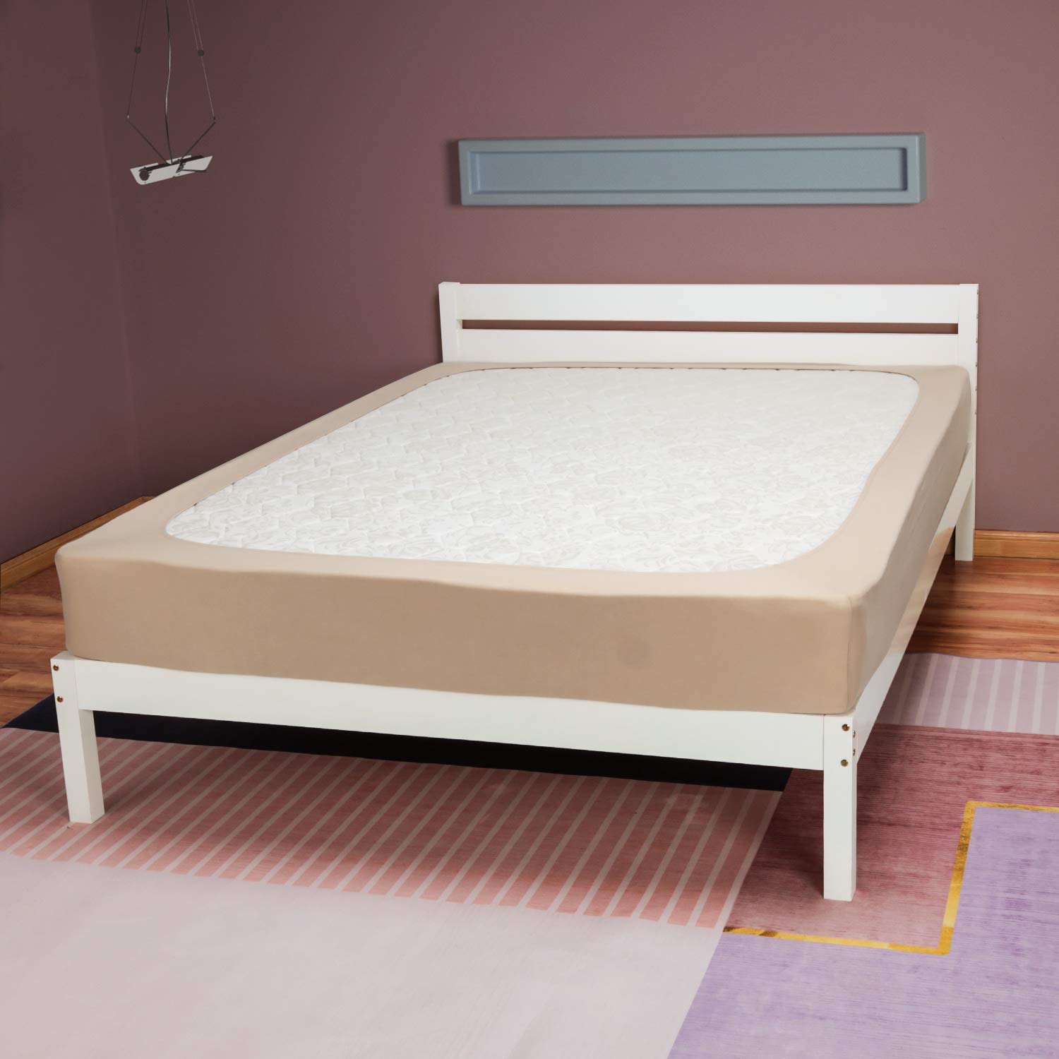 BAROSSA Design StretchWrap Box Spring Cover - 4 Way Stretch Jersey Knit & Snug Fit, Ultra Soft, Wrinkle Free, Replacing Bed Skirt for Hotel and Homes - King, Taupe