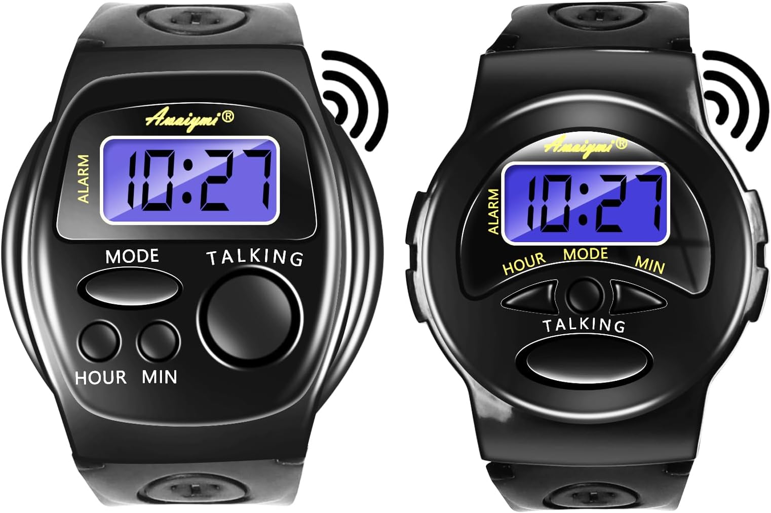 2 Pack Talking Watch English Talking Watches for The Blind Clear Female Voice Talking Watch for Visually Impaired,Easy to use for Seniors,Blind,Visually Impaired,Best Gift for Seniors, Black,