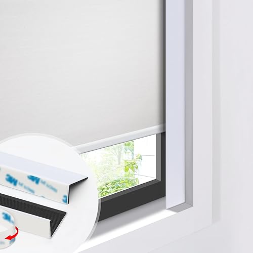 Self-Adhesive Light Blockers for Indoor Window, Connectable PVC Window Side Tracks for Bedroom, Fits to 47" High (White, 15.75", 6pcs)