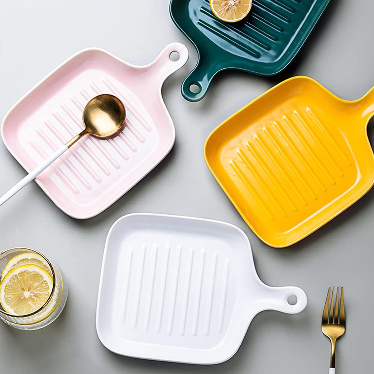 Ceramic Baking Dishes Small Square Lasagna Pans Single Handle Porcelain Meal