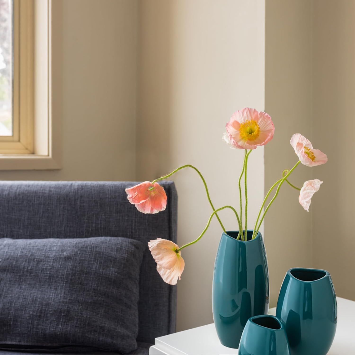 Ceramic Vase Set of 3 PCS Flower Pots for Home Decor, Modern Decorative for Flowers Vases for Your Ideal Table Decor, Living, Room, Kitchen, Office- Copper Green - Image 6