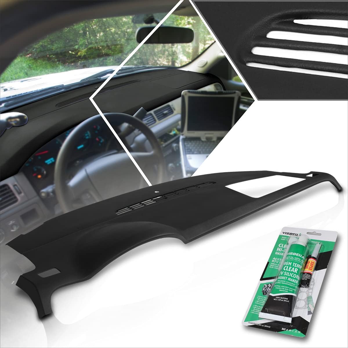 ABS Plastic Black Dash Board Cover Cap Compatible with 07-14 Tahoe Suburban GMC Yukon