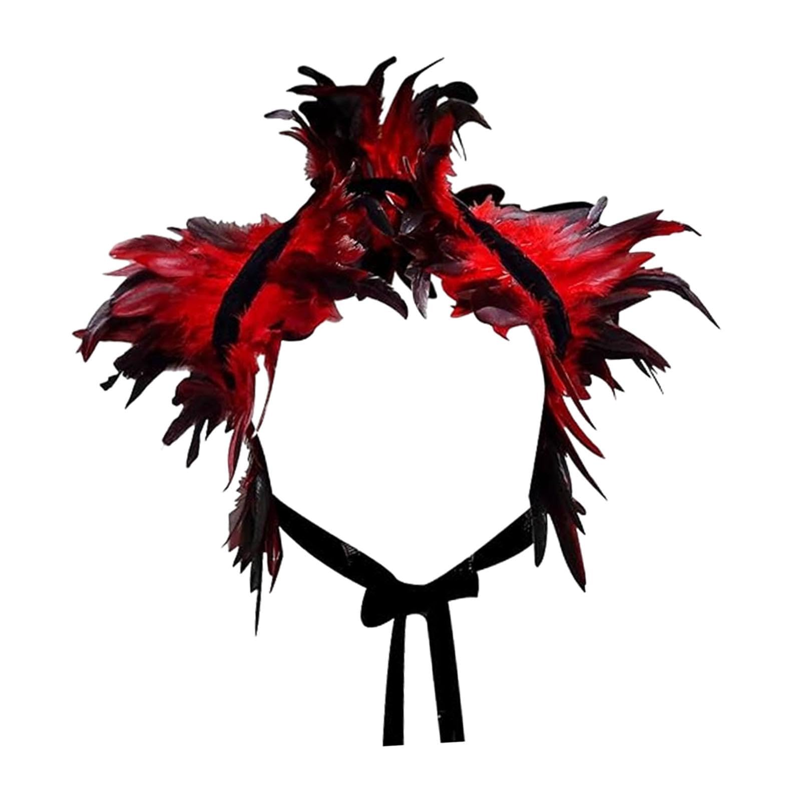 MERISHOPP Gothic Feather Cape Decor Halloween Shawl for Carnival Festival Role Playing Red-picture-18