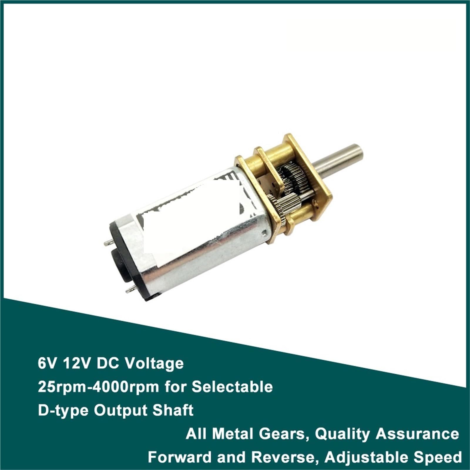 Micromotorreductor N30 con eje de 3 mm de diámetro, 3 V, 6 V, 12 V, 15~500 rpm, CC, rueda dentada metálica, herramienta de bricolaje for aficionados, reducción de engranajes de CC.(33rpm,12V)