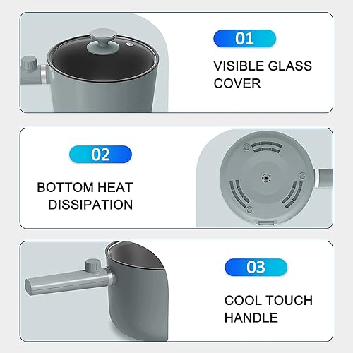 Miniatura 7 de Olla antiadherente portátil de 15 litros  La olla arrocera de 708 pulgadas de diámetro es ideal para 1-2 personas color gris