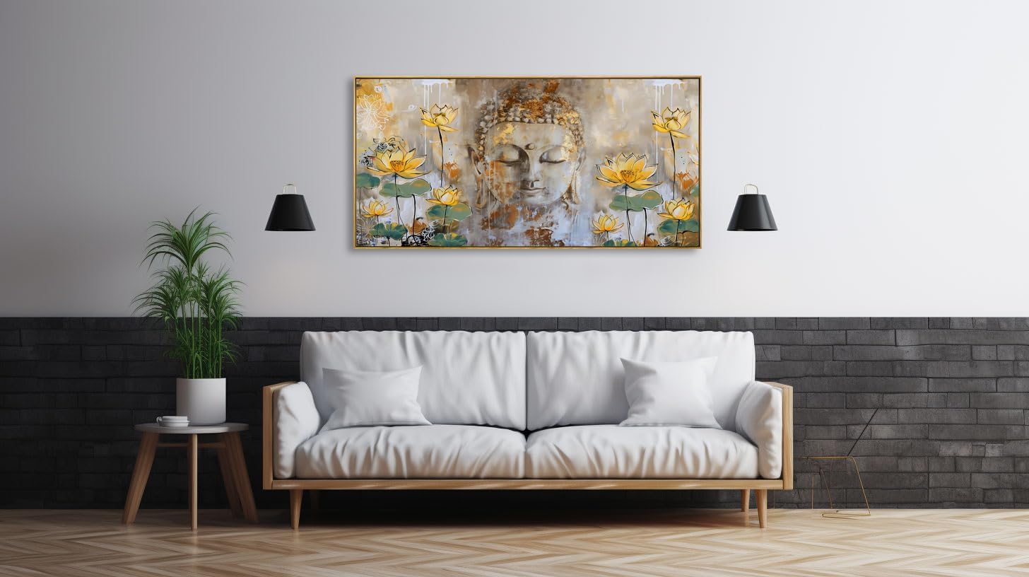 Solid wood Framed Canvas Wall Art Vintage Decor, Classical Oil Painting Canvas Prints Champ fleuri Vintage 24X48Wall Art for Home Room Bathroom Decor