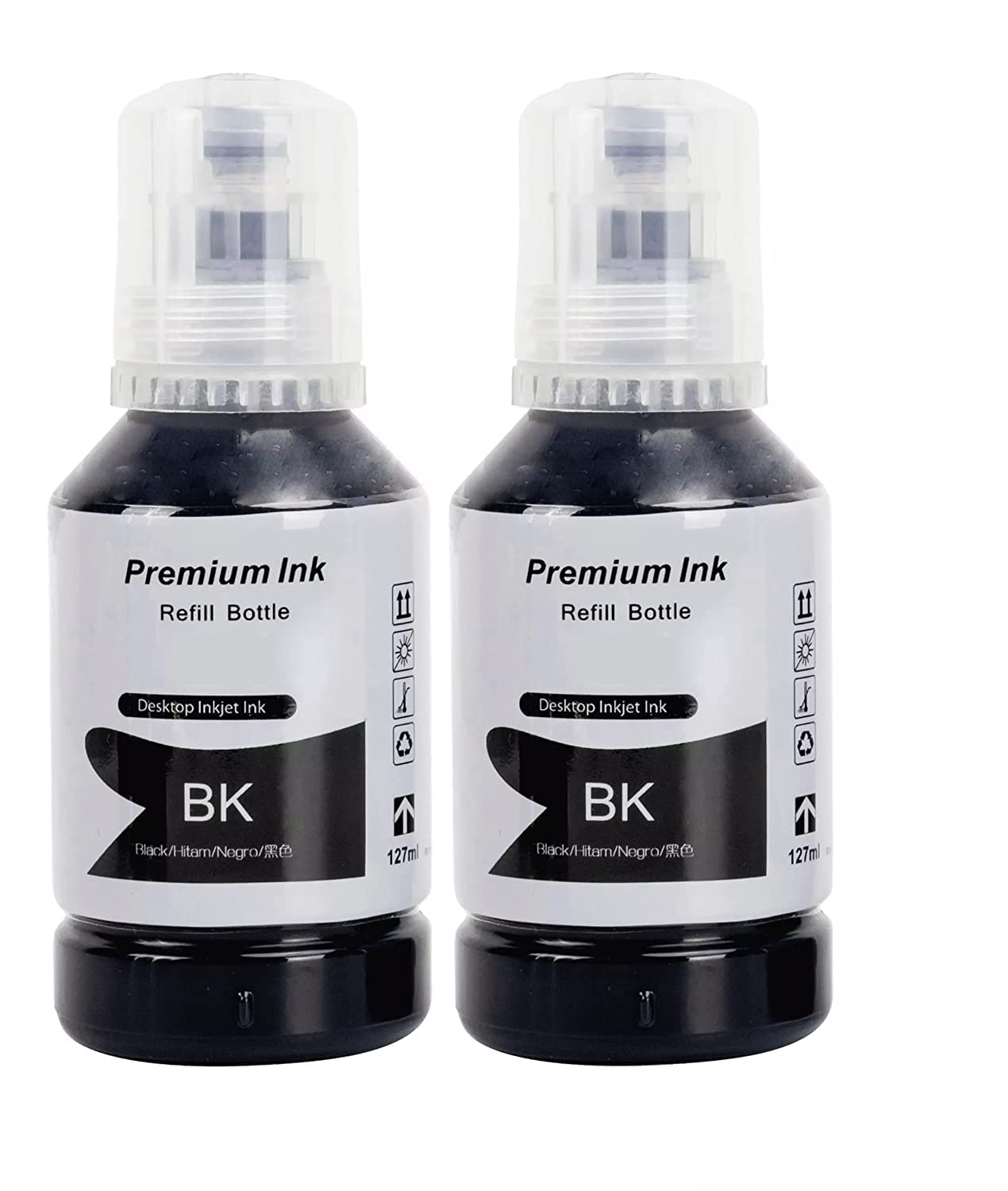 High Yield Refill Ink 008 127ml 2pc Compatible for Epson L6570 /Epson L6580/L15150/L15160 Printers Black Ink Bottle