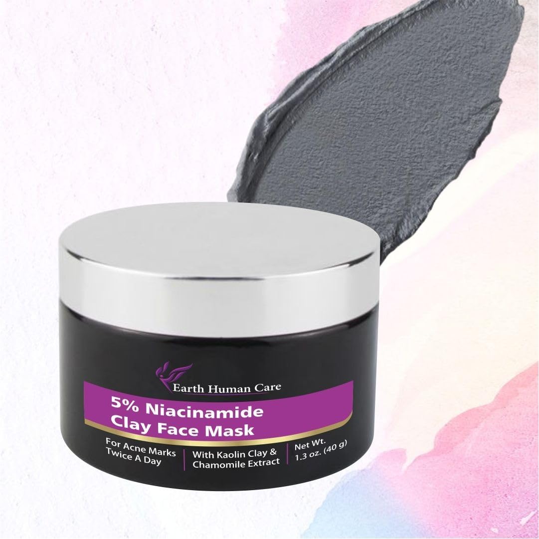 Earth Human Care 5% Niacinamide Clay Mask for Face | Acne Marks Removal, Oil Control & Brightening | With Kaolin Clay & Chamomile | 40g-image-45