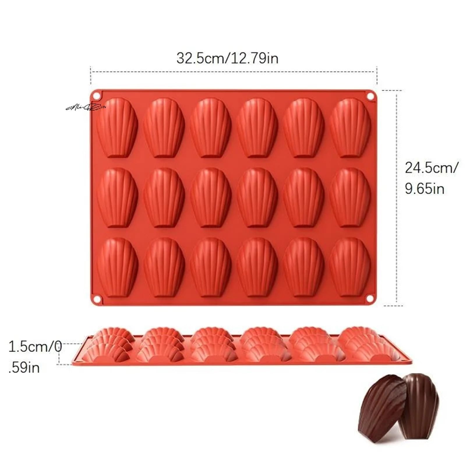 18 Mulden Mini Madeleine Silikon Kuchen Lebensmittelqualität Cookie Form DIY Shell Backform Küche Backformen Zubehör(A)