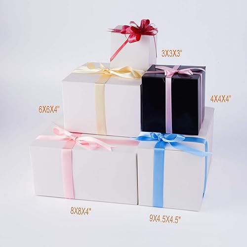 Miniatura 6 de Giftol - Cajas de regalo de papel blanco pequeñas, 4 x 4 x 4 pulgadas, plegables, fáciles de armar para damas de honor, propuestas, cortejo nupcial,
