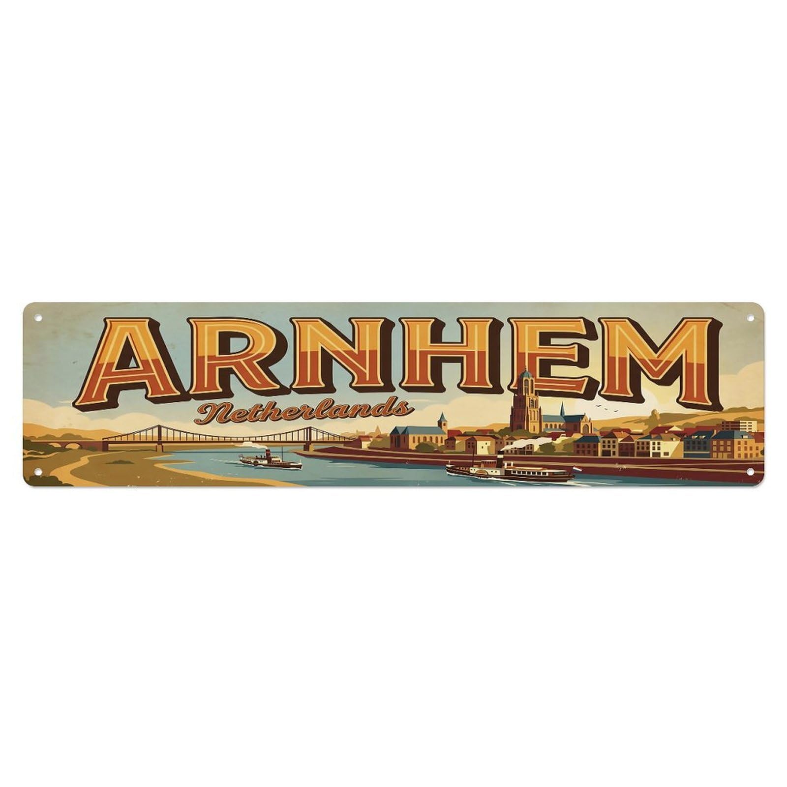 Vintage Travel Netherlands Arnhem Metal Tin Sign