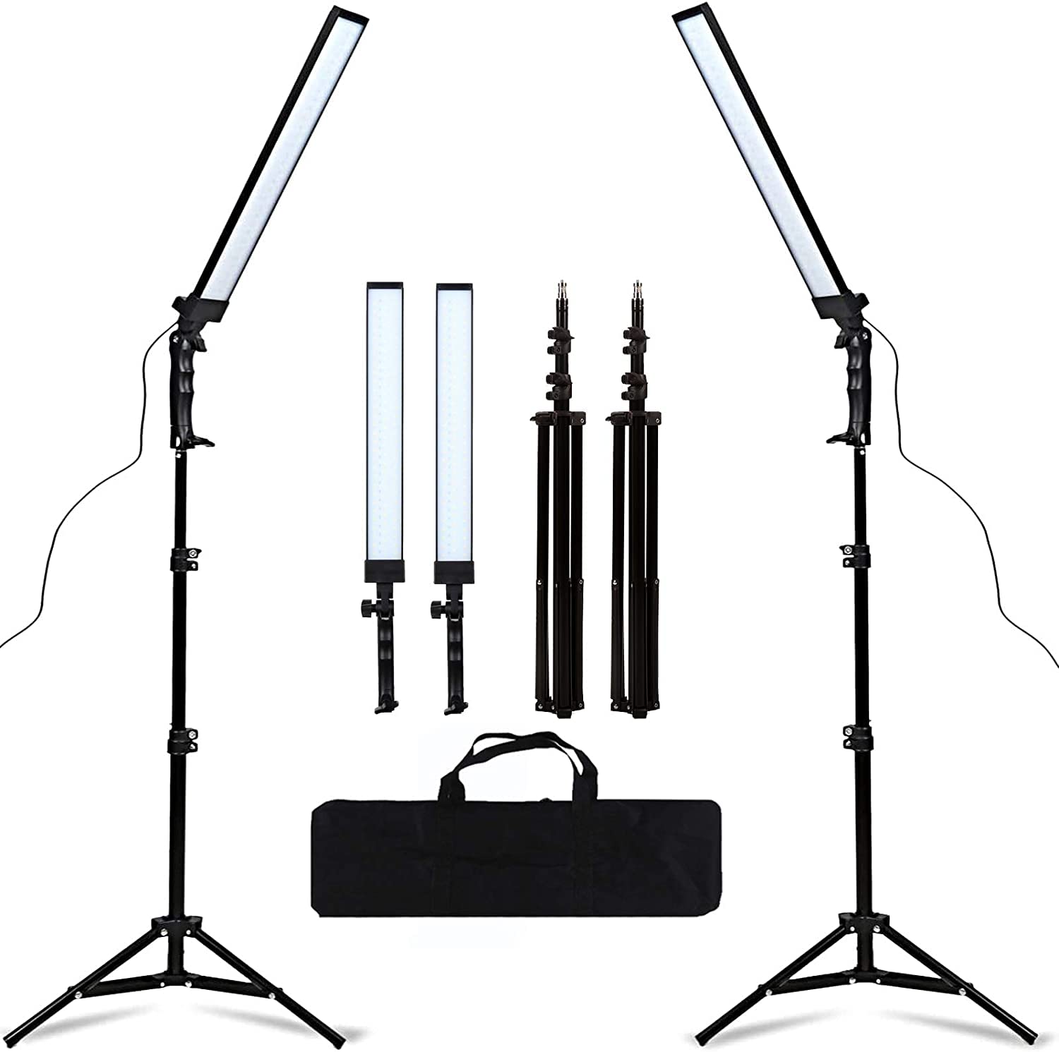 Kit d’Eclairage LED Studio de Photographie avec Support de Lumière Trépied et Lumière de Replissage pour Portrait, Vidéo, Produit, en Direct