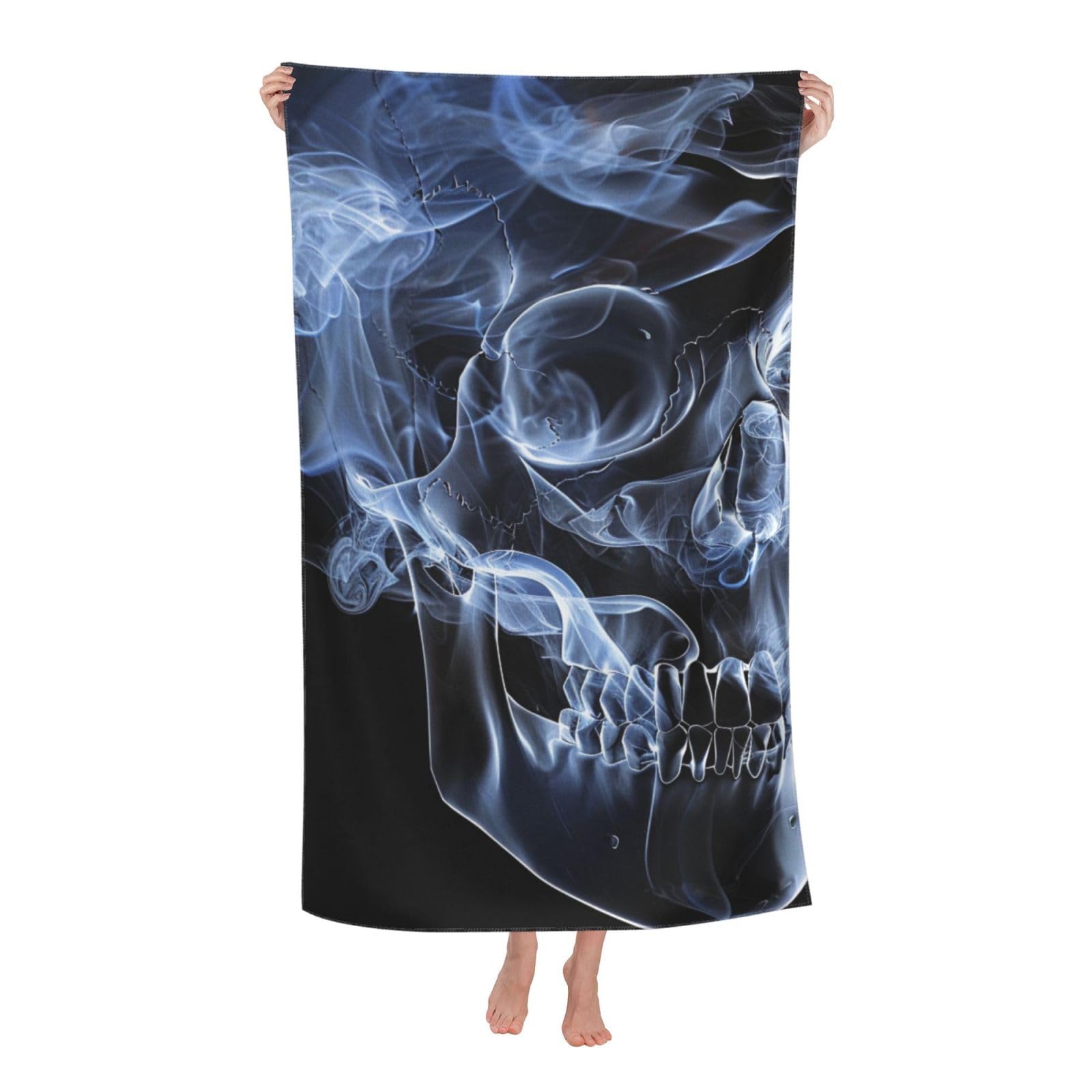 BWWHCCTI Skull Printed Quick Dry Bath Towel, Soft Microfiber Towels Fast Drying Beach Towels for Travel,Camping,Gym,Swimming,Yoga