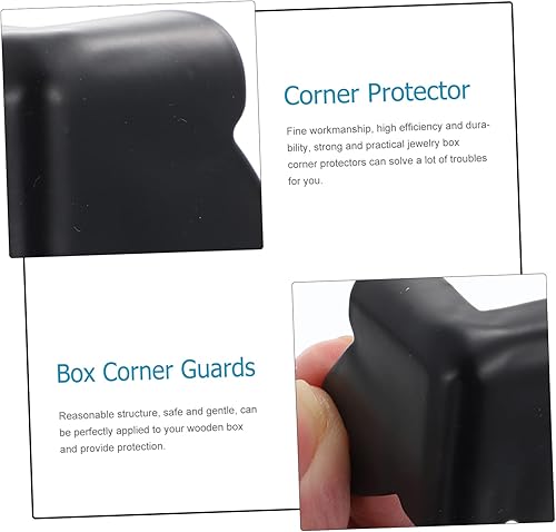 Miniatura 9 de VILLCASE Caja de 8 piezas para parachoques redondeado de madera para guitarra bordes de madera negra cubiertas de metal protectores de amplificador