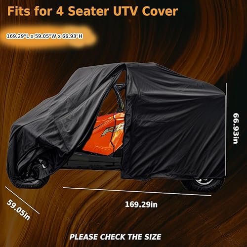 Miniatura 5 de YONQIFON Crew 4-6 plazas UTV cubierta resistente con cremallera 420D impermeable para CFMOTO Uforce, Kawasaki Teryx 4, Polaris RZR, General 4,
