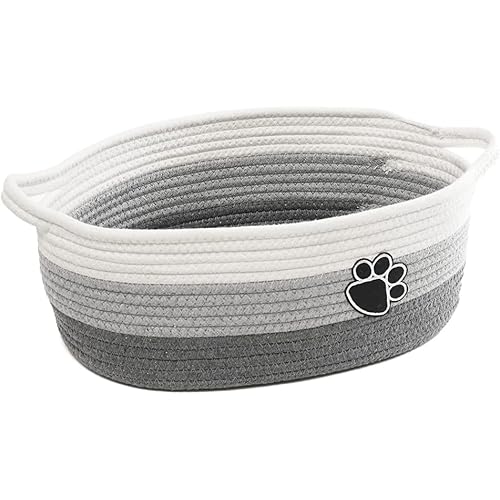 Small Woven Baskets for Organizing Rope Storage Basket with Handle Cute Cotton Nursery Gift Dog Toy Bins Organizer