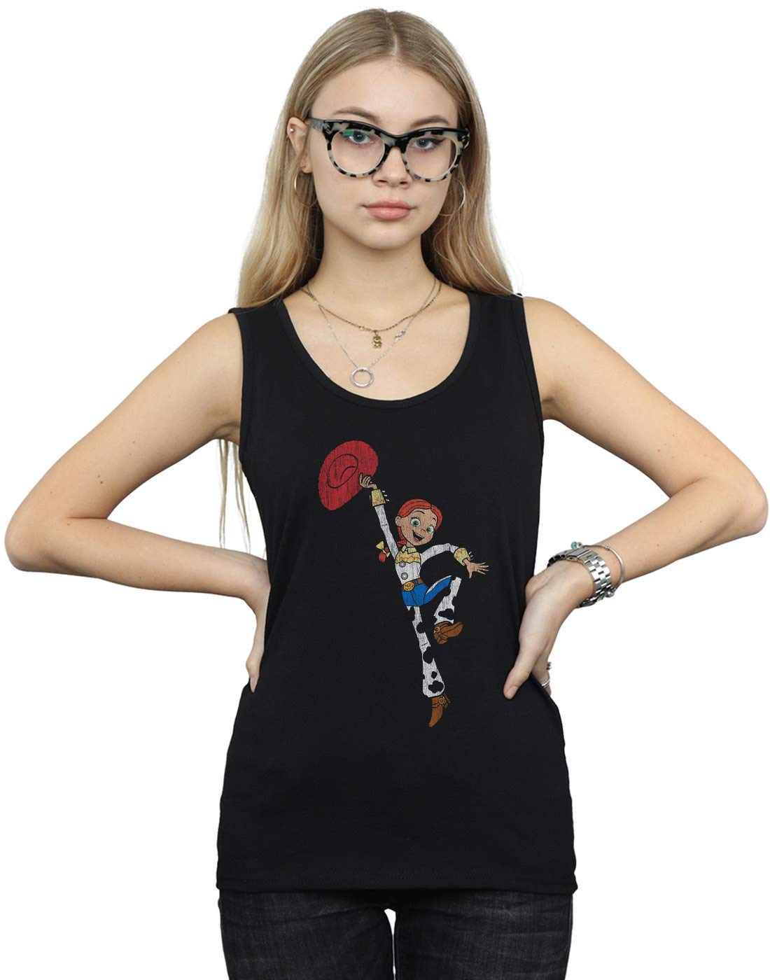 Absolute Cult Women's Black Disney Toy Story 4 Jessie Jump Pose Vest Medium
