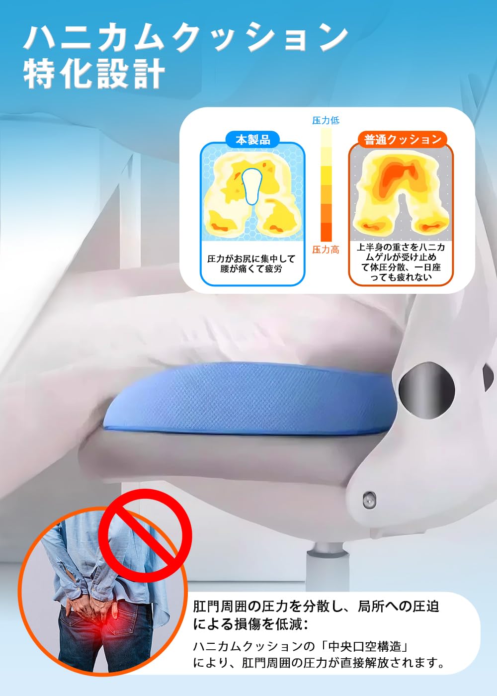 Amazon.co.jp: ゲルクッション 極厚 ゲルクッション 特大 クッション