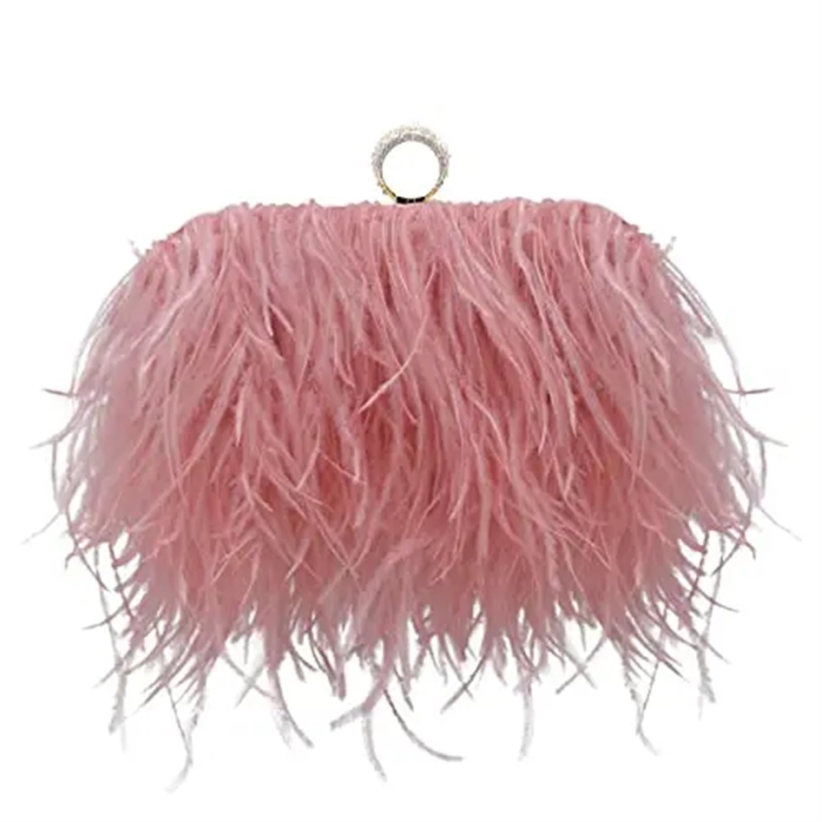 Mzpozb Women's Pink Feather Bag Feather Evening Bag Handbags Bags Evening Party Clutch Bag Bags Chains Feather Evening Clutch Handbag(Pink)