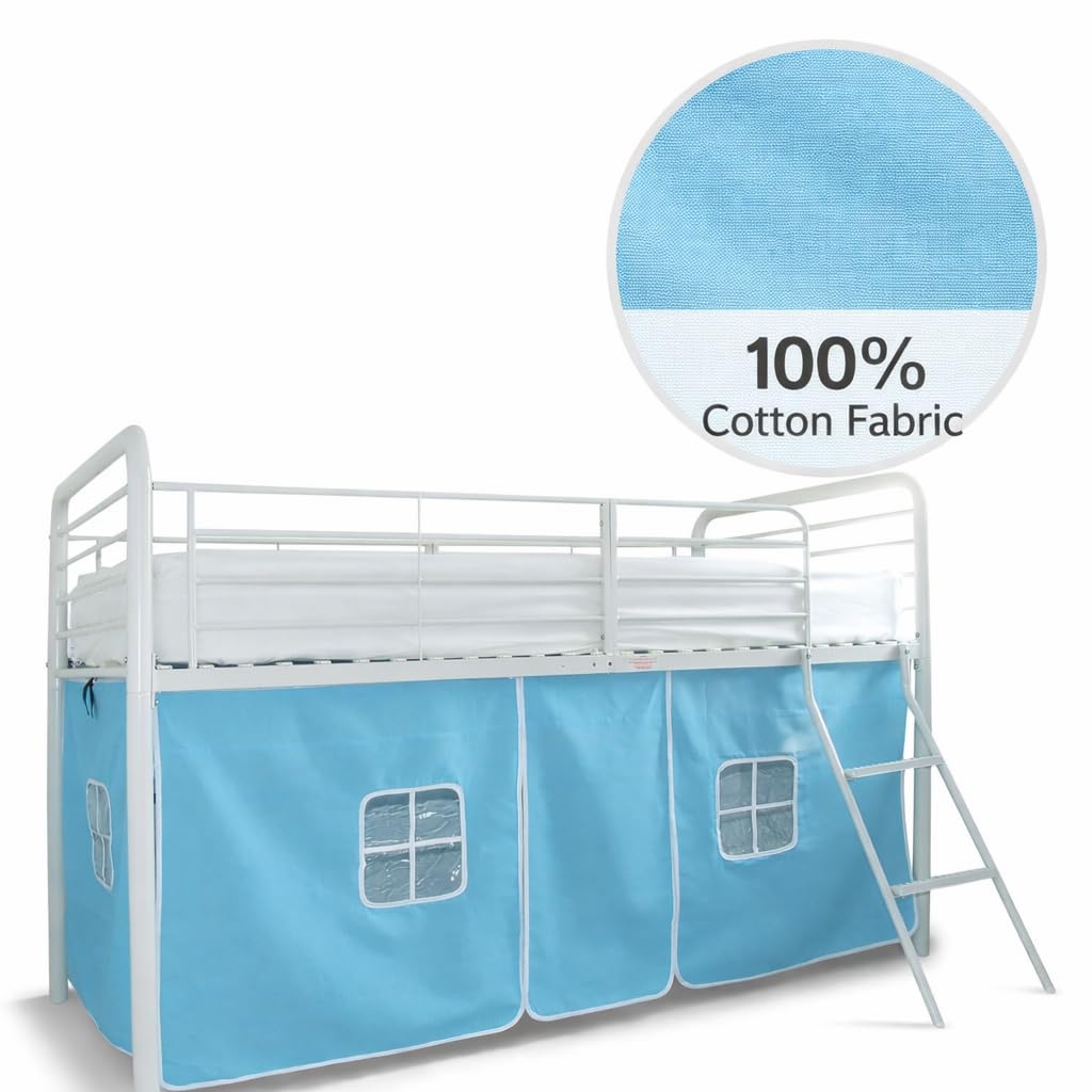 HLS Bettzelt Baldachin für Hochbett Mittelbett - Babyblau 188 x 87 x 74 cm - Baumwollstoff