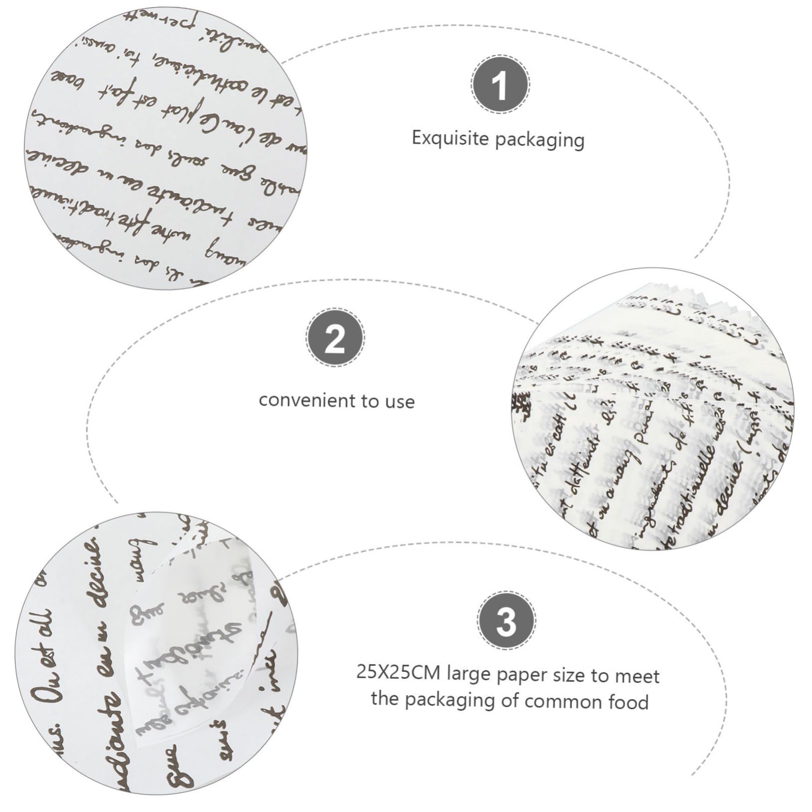 VINTORKY Retro Packaging Paper 25x25cm Food Wrapping Paper Sheets for Chicken Rolls