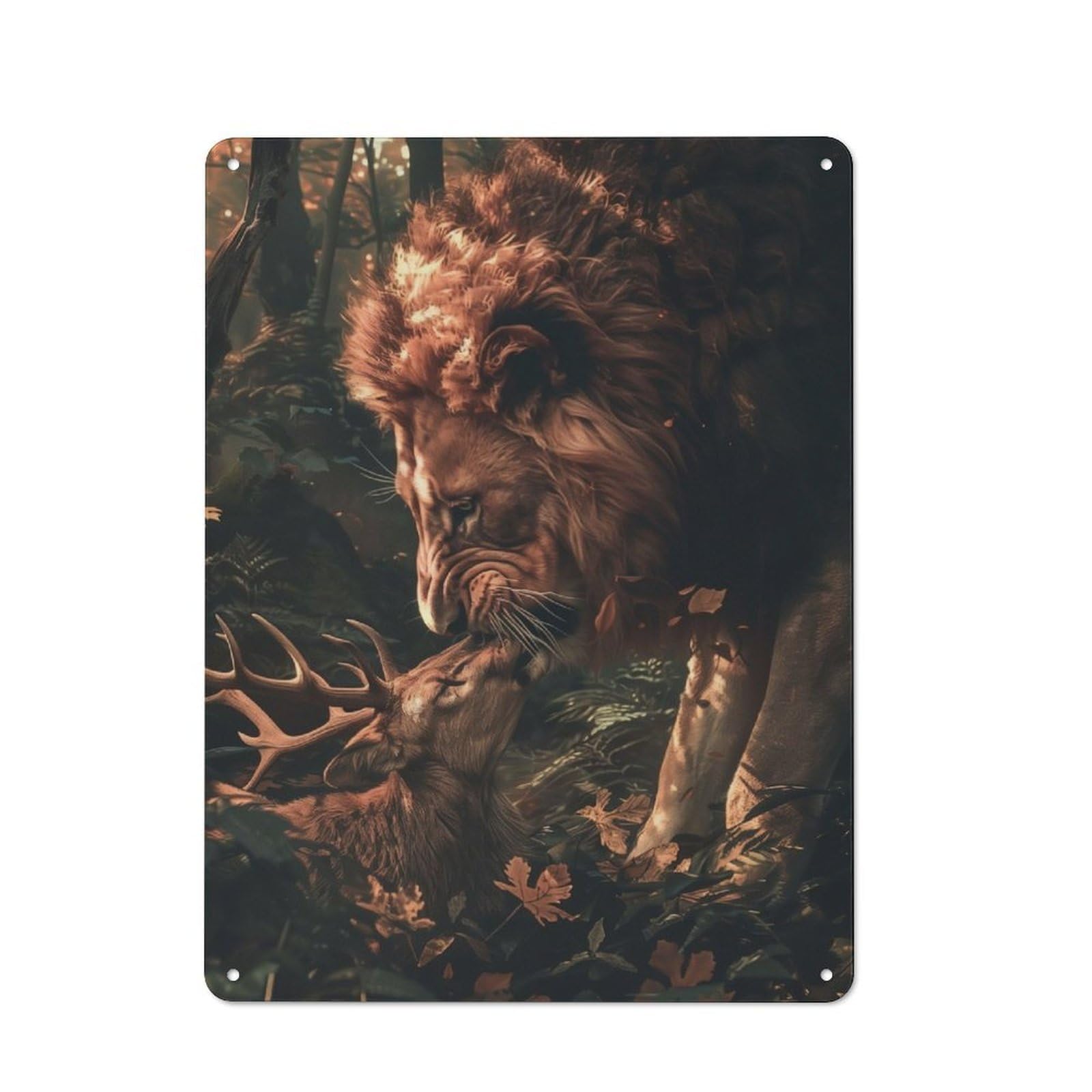 Junmoney Lion Deer Forest Magical Metal Gift Sign 40X30cm, Vintage Home Wall Decor For Home, Shop, Pub Or Studio Wall