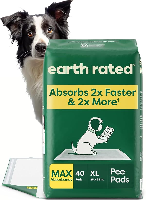 XL Dog & Puppy Pee Pads, Clear View Top, Max Absorbency, 40CT by Earth Rated - Used condition - US$40.84
