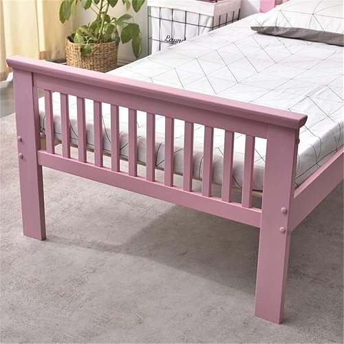 Miniatura 9 de Pemberly Row Marco de cama individual de pino con plataforma de madera maciza moderna, color rosa