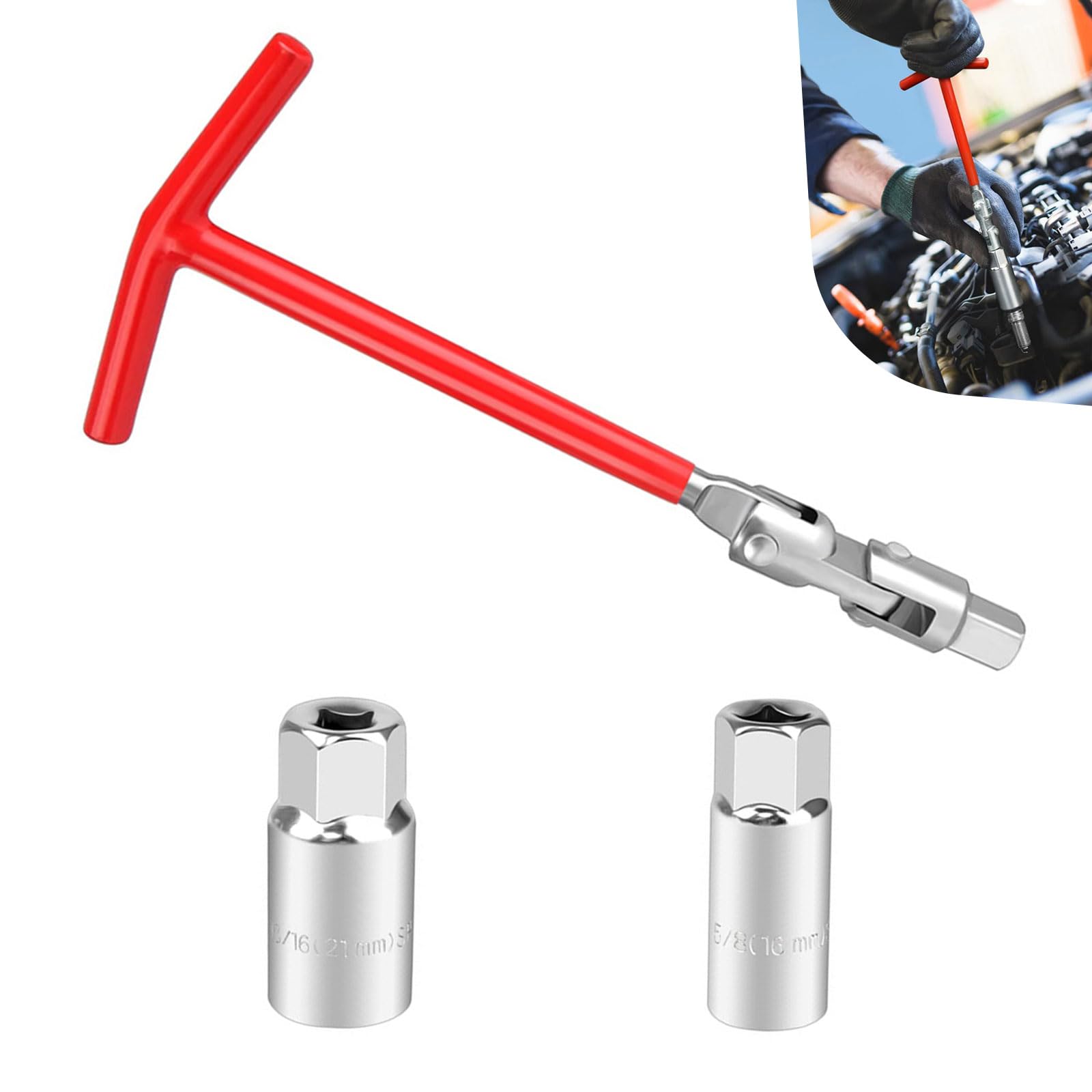 Dogary 3 PCS Spark Plug Wrench, T-shaped Handle Universal Spark Plug Wrench, 360-degree Rotating 5/8" and 13/16" Sockets, Suitable for Cars, SUVs,