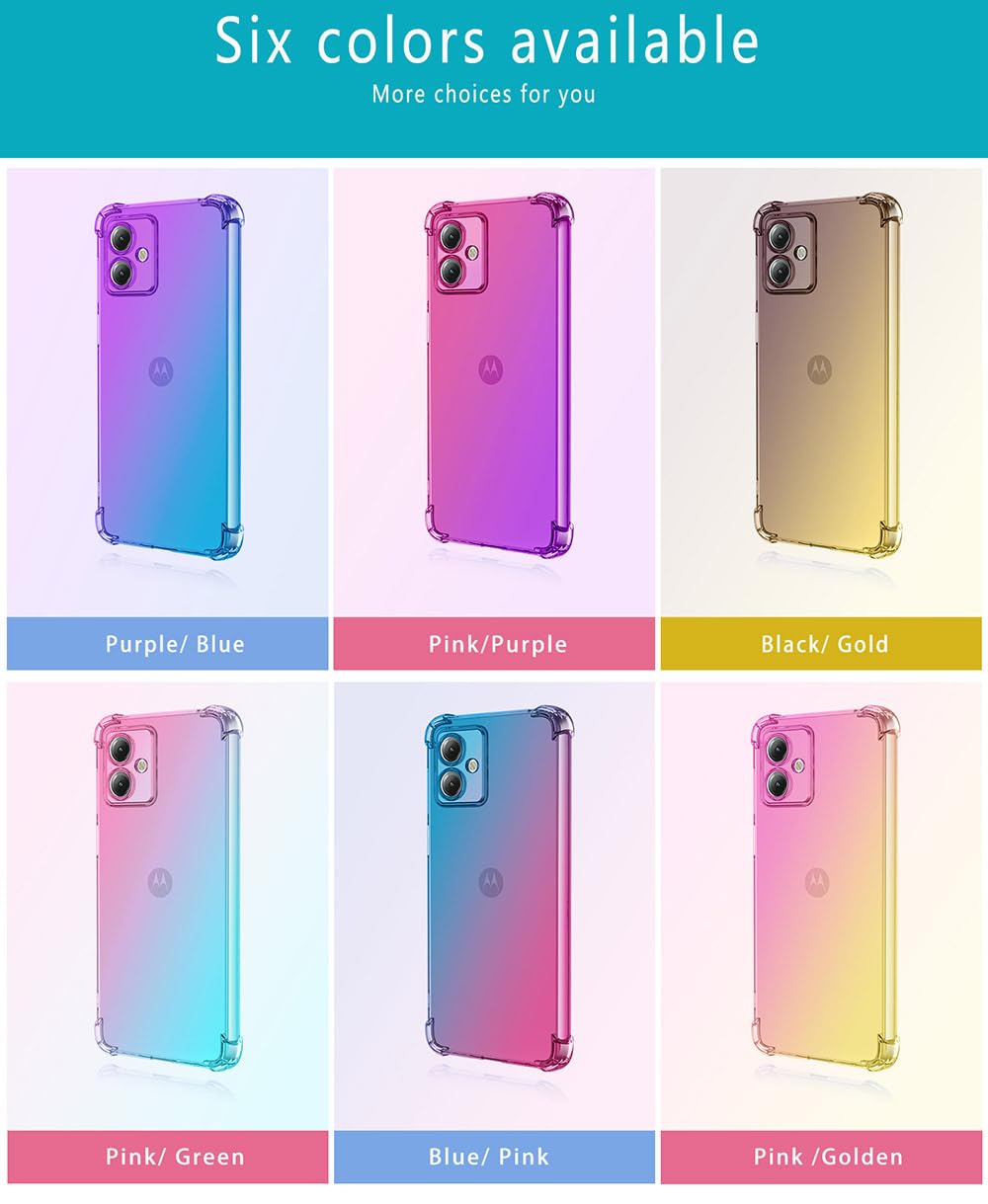 SEAHAI Case For Motorola Moto G14, Gradient Color Ultra-Slim Crystal