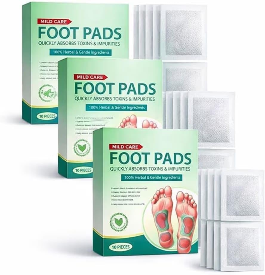 Foot patch (3 Pack) 30 patches Herbal And Gentle Ingredient Detox Foot Pads (10 pieces) Natural Ingredients for Sleep Aid Pain Relief Toxin Removal with Bamboo Vinegar and Acupoint Micro-Massage Technology (PACK OF 30)