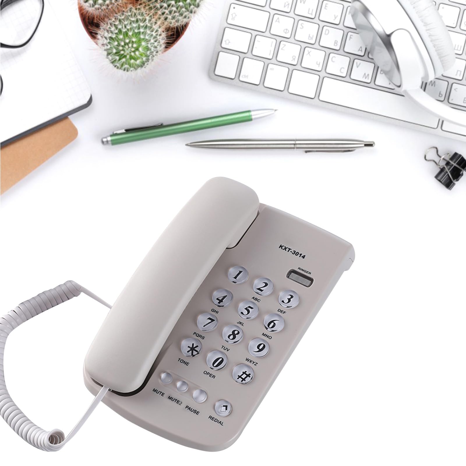 Telefono con filo Desktop House Phone Emegency Telefono Anziani Big Button Telefono integrato per Home Office Telefono con filo Pulsanti grandi Telefono da ufficio Telefono di casa Telefono di